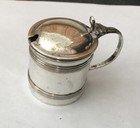 Antique Vintage Hallmarked Hm Solid Sterling Silver Lidded Mustard Pot Liner Cc