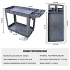 Utility Service Cart  2-shelf 500lbs Heavy Duty Plastic Rolling Carts W wheels