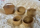 Set Of 5 Nesting Woven Straw Baskets With Handle