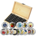          Canada Colored Toonie  2 Dollar 14-coin Full Set In Wood Case Box 2017-2025