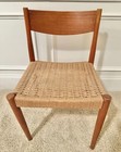 A Mid Century Danish Modern Teak Dining Side Chair Woven Rope Seat Frem R  jle