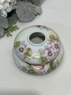 Vintage Hair Receiver Porcelain Hand Painted Floral Design Gilded Made In Japan