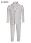 Boys Slim Fit Tuxedo Suit 5pc Set Coat satin Vest striated Pant shirt bow Tie 