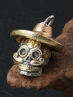 Sugar Skull Hat Jewelry 2-tone Gothic Religious Pendant Necklace