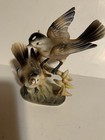 Vintage Ceramic Porcelain Figurine Two Robin Birds On Fence Made In Japan