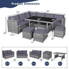 Patiojoy Outdoor Rattan Dining Set 7 Pcs Sectional Sofa Couch Ottoman Yard Gray