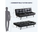 Faux Leather Futon Sofa Bed memory Foam Couch