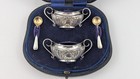 Walker   Hall English Sterling Silver Salt Cellars   Gorham H205 Salt Spoons Set