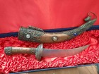 Chinese Tibetan Ceremony Knife   Box Gem Brass Vintage