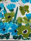 Vtg 60s Vera Neumann Linen Tea Towel Blue Green Floral Butterfly Signed Mcm