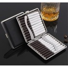 Tlhaoa Cigarette Case Stylish Leather Surface Metal Box For 20 Black   Brown 