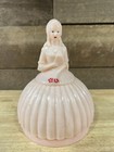 Vintage Plastic Victorian Lady Sewing Caddy  thread  spool Holder Pink