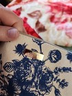 Cute Blue Pattern On White  Farmer s Ipsy Bag With Gold-colored Zipper