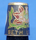 Bethlehem Cloisonne Thimble Floral Metal   Enamel Collectible Sewing Vintage
