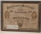  Year 176 Framed Marriage License Certificate John Voss   Alice Meyers Cival War