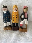 Lot 4 Hand Carved painted Wooden Captain Fisherman Pirate Nautical Vtg Euc    D3