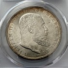 1913 F Wurttemburg 5 Mark Coin Pcgs Au58 With  Golden Rim Toning 