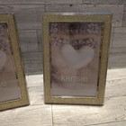 Set Of 2 Kensie Home 4x6 Picture Frames Gold Glitter Sparkle Tabletop Decor 