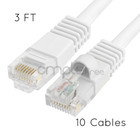 10x 3ft Cat5e Cable Ethernet Lan Network Cat5 Rj45 Patch Cord Internet White New