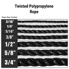 Golberg New Twisted Polypropylene Rope -many Sizes Lengths Colors - Marine Grade