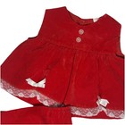 Vintage Baby Toddler Red Velvet Dress   Bloomers Set White Lace Bows Holiday 12m