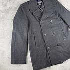 New Kenneth Cole Charcoal Anchors Away Mens Large Button Wool Coat Msrp  170