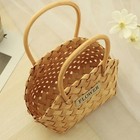 Hand Woven Wicker Flower Basket With Handle For Wedding Home Decor Storage
