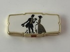 Vintage Gold Tone   Enamel Retro Pill Box With Three Compartments Made In Japan