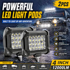 2pcs 72w Led Light Bar Spot Flood Combo 12000lm Truck Offroad Atv Suv Pods