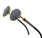 Men Sunglasses Classy Sophisticated Elegant Retro Hip Hop Style Round Gold Frame