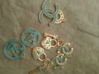 Lot Of 7  Stamped  Button Zipper Pull Designer Button  Chanel Charm 