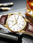 Mens Watches  Casual Leather For Men Easy To Read Quartz Number Watch With Date