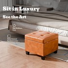 Asense 17 Inch Square Storage Ottoman small Foot Rest Stool For Couch  Faux L   