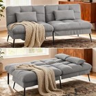  Convertible Futon Sofa Bed  72   fabric Futons Couch With Adjustable Grey