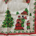 Vtg Linen Christmas Holiday Tea Towel Carolers Sleigh Ride Victorian Style Mcm