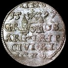 Livonia Duchy Of 3 Grossus 1597 Sigismund Iii Vasa Riga Silver 7057