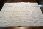 Vtg Table Topper 44  Square Dainty White Hand Embroidered Yellow White Daisies