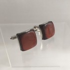 Cufflink Lot Rivoli Rhinestone Silver Tone Pink Black Velvet Cabochon Vintage C1