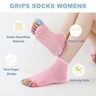 3 Pairs Yoga Socks  Non Slip Full Toe Socks  women s 6-8   Multicolor 