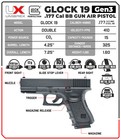 Umarex Glock 19 Gen 3 Air Pistol  177 Cal W  Bbs  Co2   Speedloader  2255200 