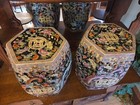 Vintage 18  Chinese Floral Dragon Garden Stool Pair Antique
