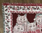 Cat Lady Christmas Woven Tapestry Throw Blanket Kittens Fringe 44x60 Vintage Y2k