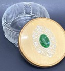 Vintage Powder Jar Art Deco Glass Dish Round Jar Vanity Bathroom Flowers
