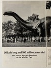 1965 Sinclair Motor Oil Two Page Print Ad Dinosaur Dinoland World s Fair