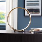 Modern Antique Brass-tone Ring Sculptures     Set Of 2   Stylish Home Decor Accent