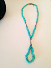 Vintage Native American Turquoise Nuggets   Silver Bead Necklace Loop Design 24 