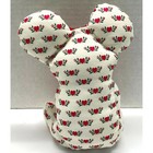 Teddy Bear Stuffed Animal Vintage Plush Handmade White Hearts Holly Pattern