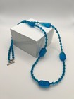 Antique Vtg 1920s Rare Aqua Blue Glass Art Deco Pyramid Bead Necklace