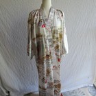 Japanese Kimono Satin Geisha Print One Size Colorful White Dressing Gown Ichiban