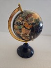 Vtg Blue Lapis Glass Desktop World Globe W semi Precious Stones Inlaid